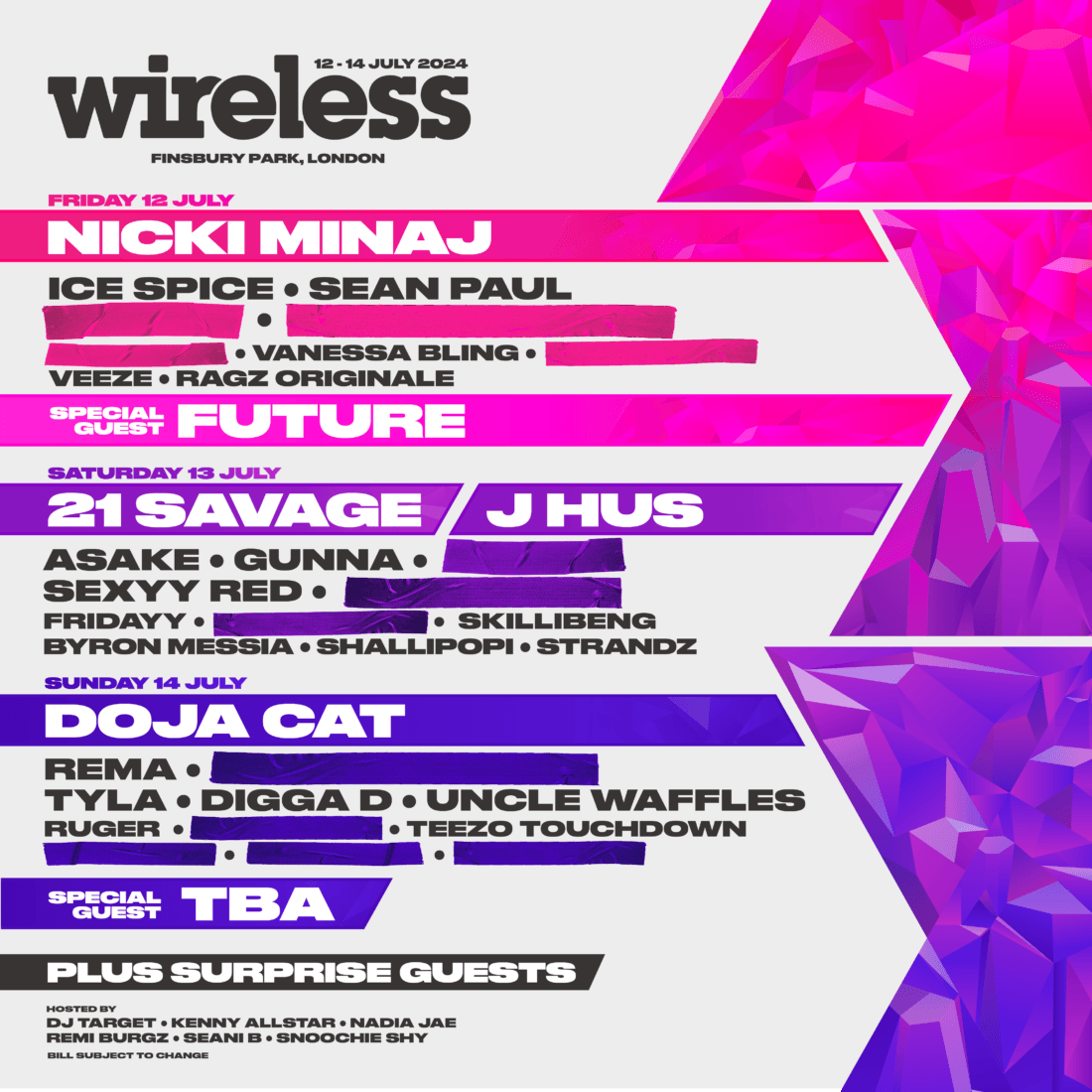 Wireless Festival 2024 Lineup Poster